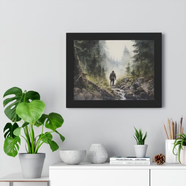 Ancient Encounter: Bigfoot in the Mist - a Framed Fine Art Print