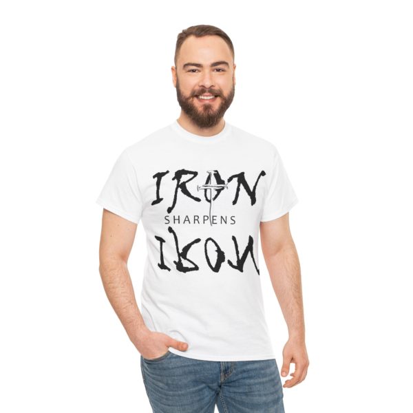 Iron Sharpens Iron with Cross - Unisex Heavy Cotton Tee