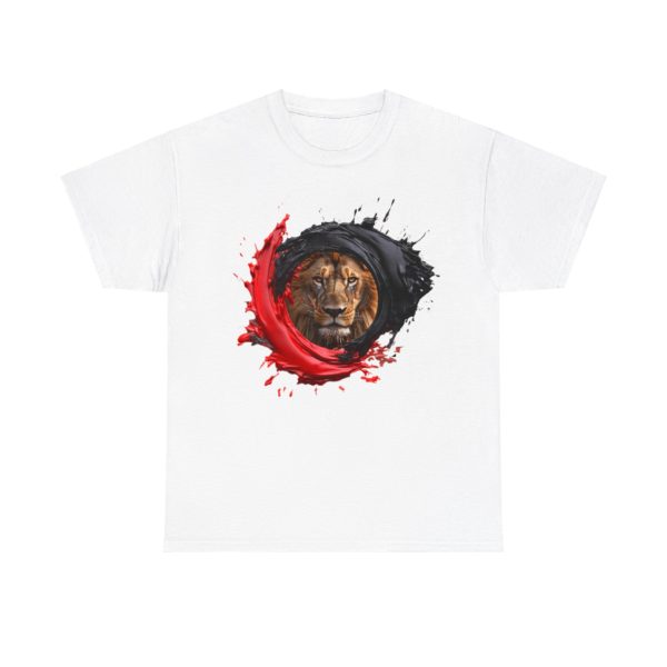 The Lion with a Splash of Red and Black (Unisex Heavy Cotton Tee)