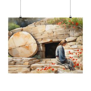 Mary Magdalene at the Empty Tomb of Jesus after the Resurrection - Art Print
