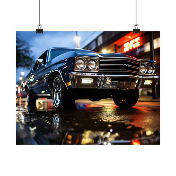 Timeless Elegance: Marina Blue 66 Chevy Malibu (Premium Matte horizontal poster)