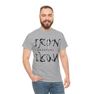 Iron Sharpens Iron with Cross - Unisex Heavy Cotton Tee