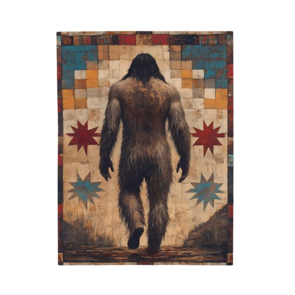 Bigfoot, the Original Native American, Sasquatch Style Velveteen Plush Blanket