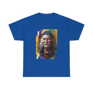 David Crosby in Blue Hat - Unisex Heavy Cotton Tee